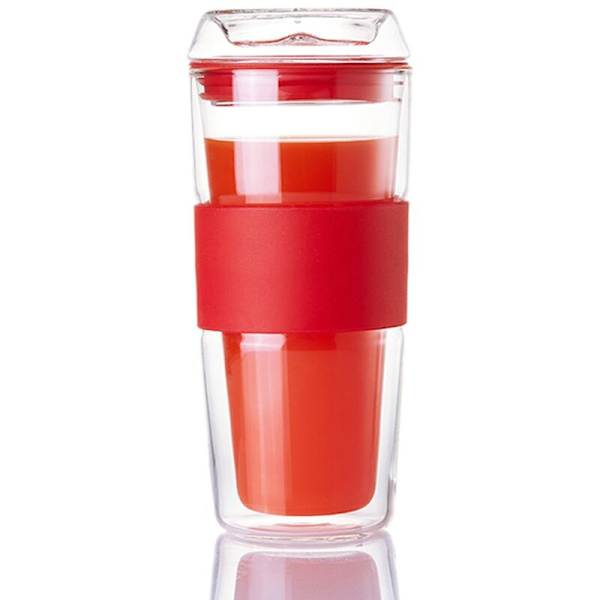 Glasflaska 400 ml Mini Hög Temperatur Resistent Borosilikatglas Flaska för Barn Glasflaska Röd