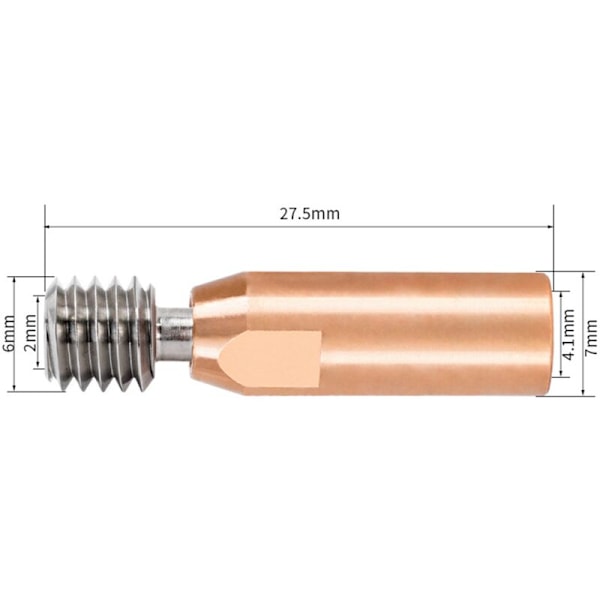 2 stk. 3D-printerdele Højtemperaturbestandig Titanlegering Rød Kobber M6 Hals, MK7/8 3/3 V2/5, -10/20