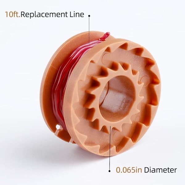 Set med 6 stycken trimmertråd WA0004.1 för alla WORX 20 V-trimmare (6 x 3 m lång, tråddiameter 1,65 mm) + 2 lock