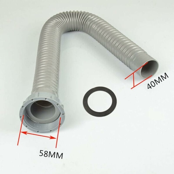 58mm djärv enkel gränssnitts badkar diskbänk avloppsrör 60cm längd flexibel expanderbar badkar diskbänk avloppsrör