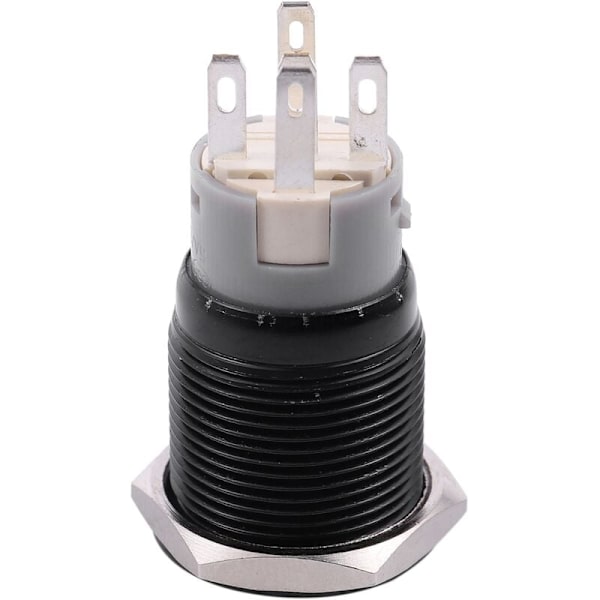 Momentary trykknap-kontakt 1NO1NC sort metalskal med LED-ring egnet til 19mm 3/4 tommer hul 24V lyseorange