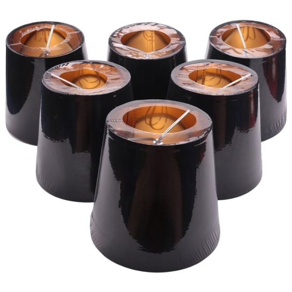 Black Lampshade with Gold Lining Clip on Lampshade Candle Lampshade, Set of 6