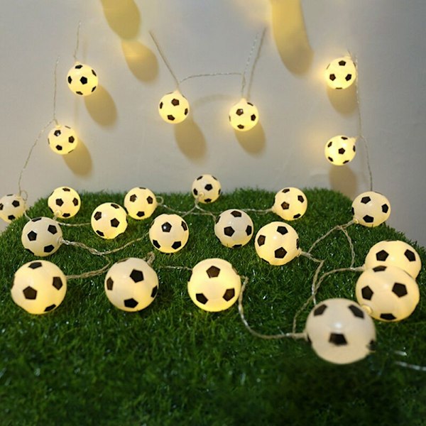 6m 40 LED-lysstreng Fodbold Fodbold Fe-formet LED-lys Dekorative Hængende Lys til VM Påske Karneval Fester