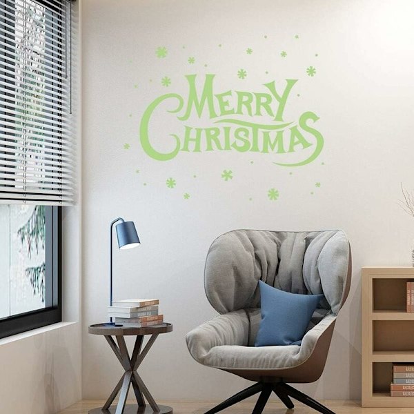 2 stk. Glædelig Jul Lysende Vægsticker, Julebreve Fluorescerende Sticker Vindue Dør Dekaler Julepynt Julehjem Dekoration Stickers-