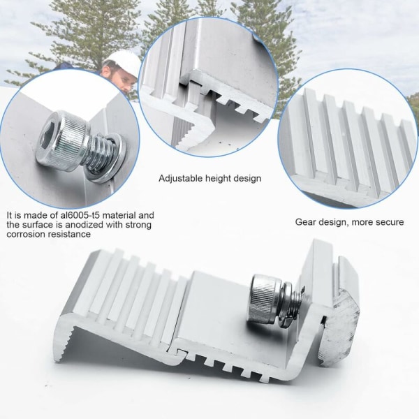 Solpanelsfästen Set om 4, Z-panel, Solpanelsfäste för solpanel, Solpanelsfäste Modulhöjd 30-50 mm (ändterminal)