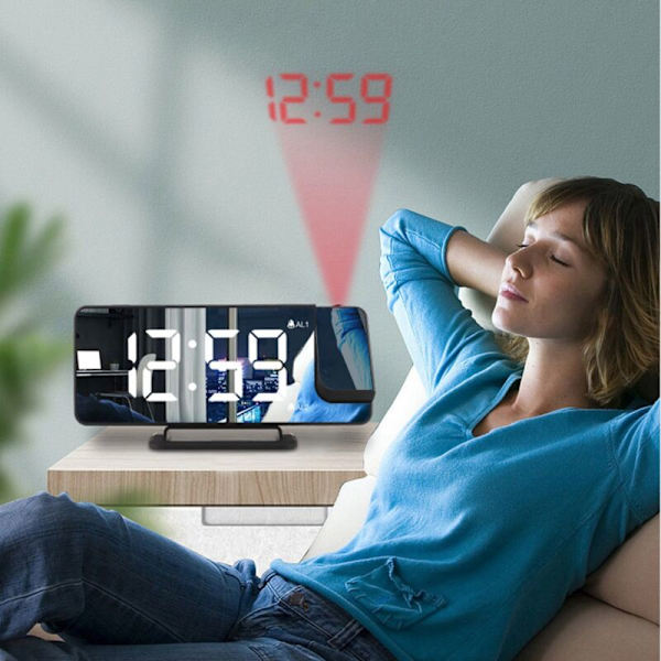 Digital Projektionsväckarklocka för skrivbord, Elektronisk Digital Termometer Kant Hushåll