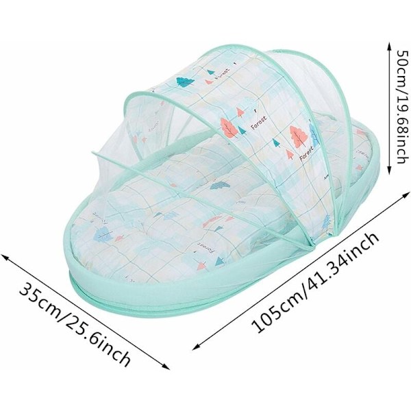 Resebädd för baby, bärbar babysäng, bärbar resesäng, mjuk andningsbar, bekväm och hopfällbar bärbar babysäng