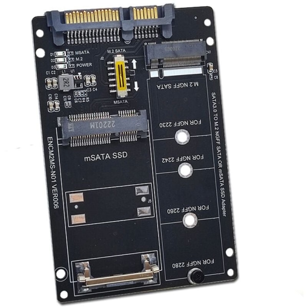 NGFF+MSATA till SATA3.0 M2 KEY BM SSD till 6G gränssnittskonverteringskort adapterkort