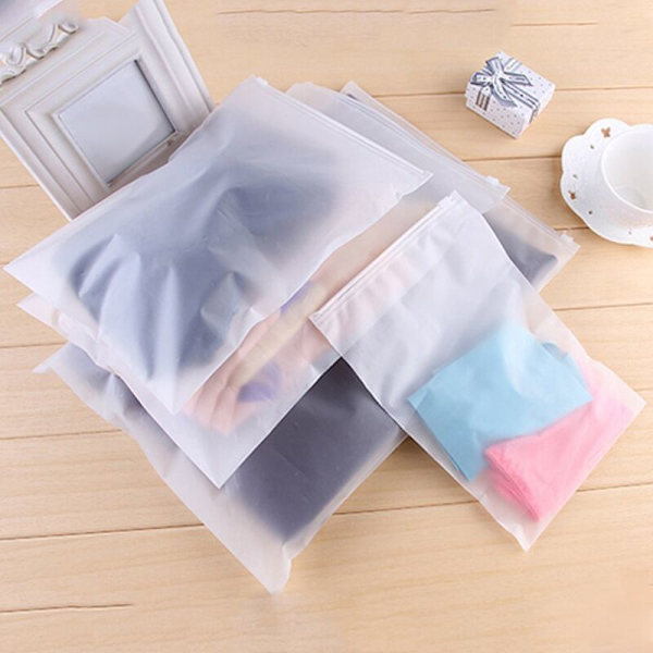 50 stk/pakke Svømmematte Frosted Pouch Svømmepose Vanntett Forseglet Pose Transparent Glidelåspose Klær BH Sko Oppbevaring