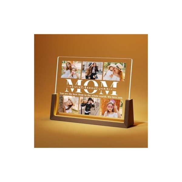 Personlig fotogave til mor - Personlig lampe med foto - Gaveidé til mors dag - Gave til mors dag (Tilpassede fotos, 6 fotos)