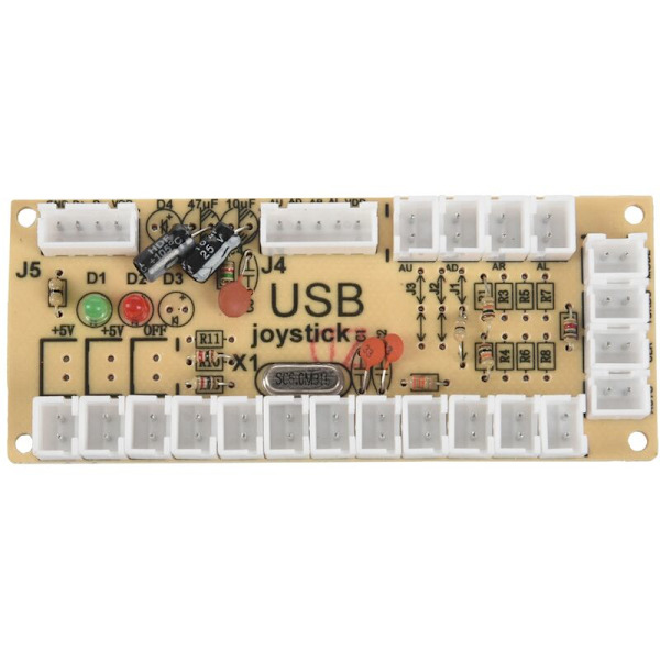 2x Nollfördröjnings-Arcade USB-kodare PC till joystick för 5-stifts joystick & 2,8 mm knapp