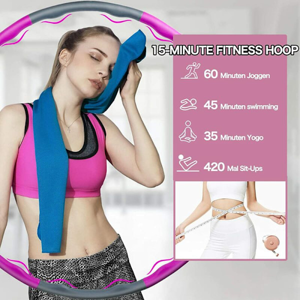 Hula Hoop, Better Sense Hoola Hoop til voksne - 8 aftagelige sektioner - 2lb vægtet Hoola Hoop til træning - Glat og blød bærbar hoop med Ju