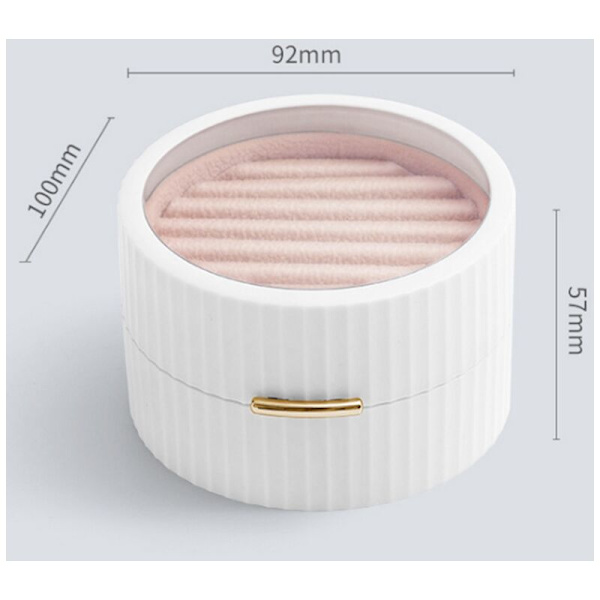 Nordisk Stil Macaron Bærbar Æske Rund Dobbelt Øreringe Halskæde Ring Opbevaring Klassificering, Hvid