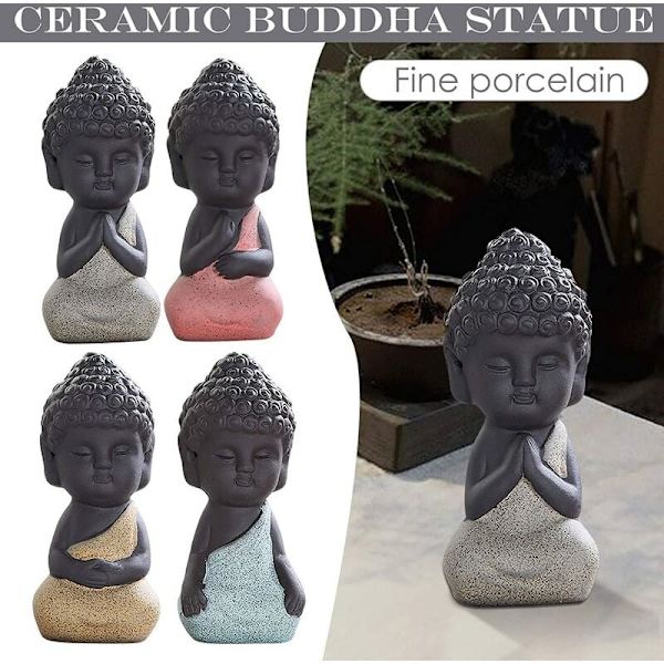Keraaminen patsas Mini meditaatio meditaatioveistos, Pieni munkkipatsaat ja -hahmot teetassille Lemmikki-punainen