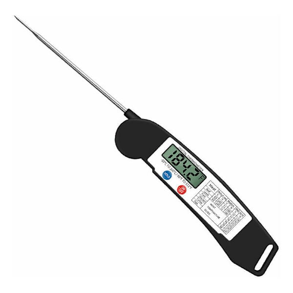 Foldbar - Digital LCD mattermometer for mat, vin, kjøtt, biff, kalkun, BBQ, Yerba Mate, melk, sukker og mer.