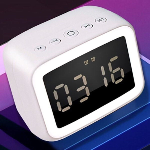 Mini Klocka Dubbel Alarmklocka Nattljus Kort Högtalare Bluetooth Högtalare Kort Klocka Högtalare