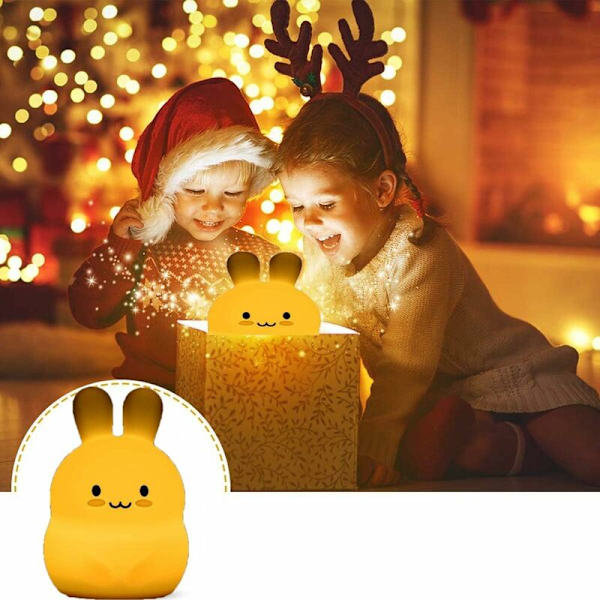 Stor Kanin Barnlampa Nattlampa Baby Nattlampa Nattlampa Barnlampa LED Nattlampa 9 Färger Baby Nattlampa USB Silikon N