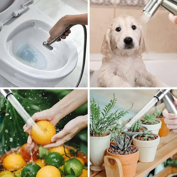Handhållen Bidet-spray för Toalett, Komplett Set, Toalettdusch för Badrum, Tygblöjor, Toalettduschhuvud med Slang