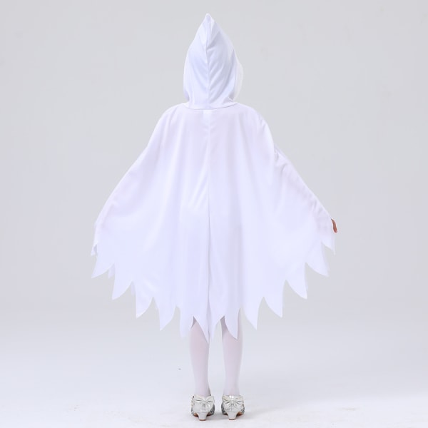 Hvit spøkelse for barn, glødende spøkelsesansiktskappe Halloween Cosplay-temafestkostyme (7-9 år)