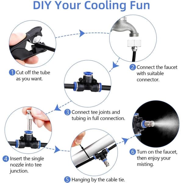 Patio Misting System, Utendørs Dryppvanning Kit Patio Misting Micro Flow Dryppsett for Gazebo Hage (10M)