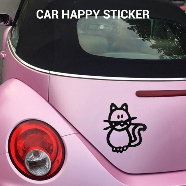10 stk. Bilsticker Familie Med Kæledyr Bilsticker Lykke Stickers Dekaler Til Vindue (Sort)