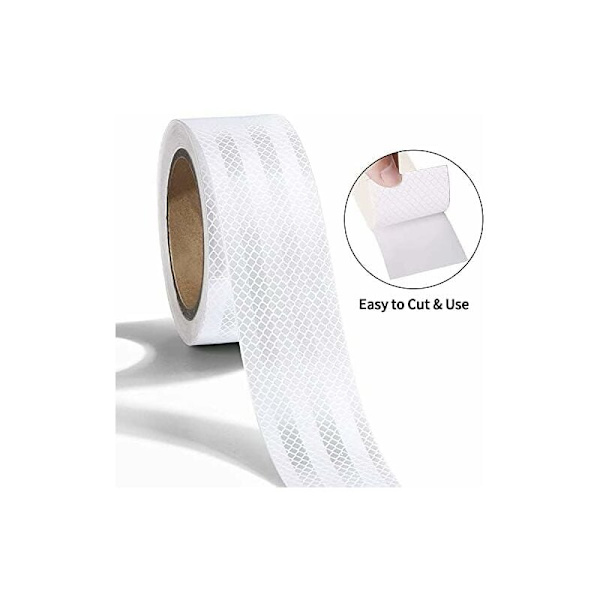 Valkoinen heijastava teippi 5m x 5cm Vedenpitävä heijastava teippi Itsekiinnittyvä varoitusteippi Turvateippi - Näkyvä varoitusteippi ajoneuvoille, polkupyörille, ulkoil