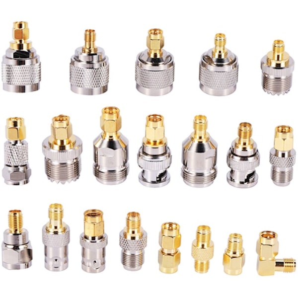 SMA til SMA BNC N F UHF Type Connector Kits RF Adapter 20 Type, SMA Hunn til F Hann, SMA Hunn til F Hunn