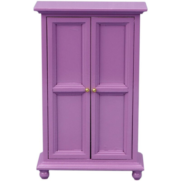 1:12 Nukenukkekoti Makuuhuone Violetti Vaatekaappi Simulaatio Miniatyyrikaappi Nukenukkekoti Koristeluun Lasten Leikki