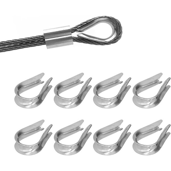 50 stycken Wire Rope Thimble Wire Rope Clips Rostfritt Stål Wire Rope Rigging Verktyg för Skeppsbyggnad (M4 (4 mm))