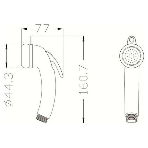 1/2\" ABS Bruseshoved Justerbar Til/Fra Campingbruser Toilet Bådsbruser Forkromet til Både Campingvogne Autocampere