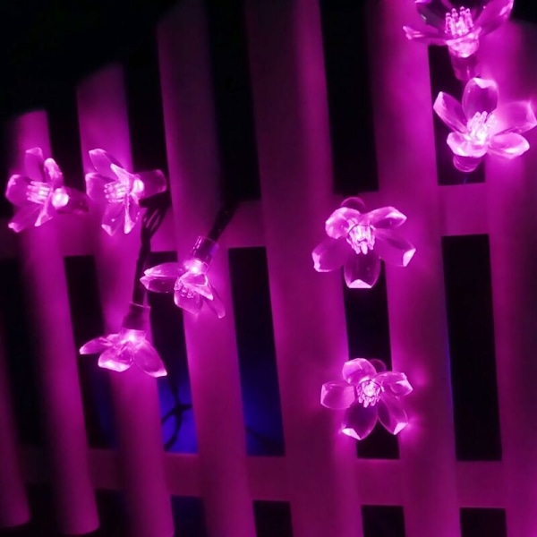 Solcellsblomsterlampa Strängljus, Vattentät 7m 50LED Persika Sakura Blomster Solcellssträngljus för Trädgård Hem Bröllop Fest Juldekorationer