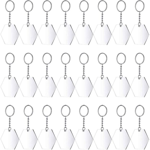 Clear Hexagon Clear Set Discs Keychains Clear Acrylic Keychain Pendant Keychain for DIY Projects and Crafts