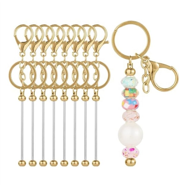 8Pcs Beaded Keychain Bars Bead Blanks DIY Bead Bar Keychain Kit Keychain Accessories for Women DIY B