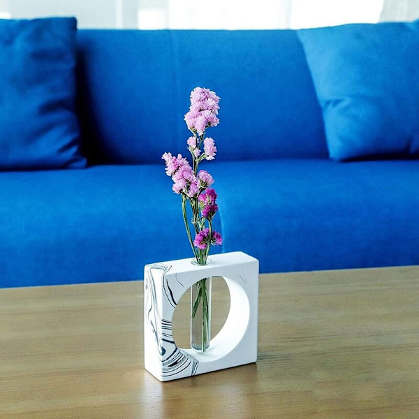 Håndlavet blækeffekt design bud vase og poleret og glat dekoration og midtpunkt (firkantet)