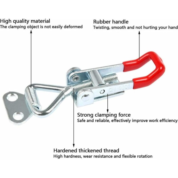 4 Pcs Metal Toggle Latch 4001 Holding Capacity 100 kg / 220 lbs, Adjustable Carpenter's Clamps for Fixing and Tightening