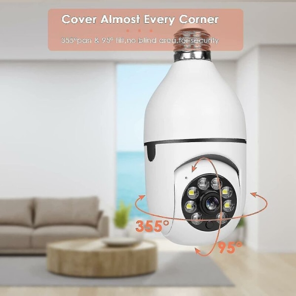 2pcs 360 Degree Security Cameras Wireless Outdoor, Wifi Light Bulb Camera, 1080p Wireless Cameras For Home Security