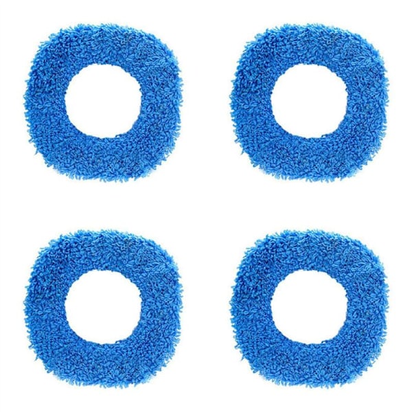 4X Engångsmopp, Hållbara Tvättsbara Ersättningsdynor i Mikrofiber, Dammduk för Våta och Torra Dammsugare, Blå