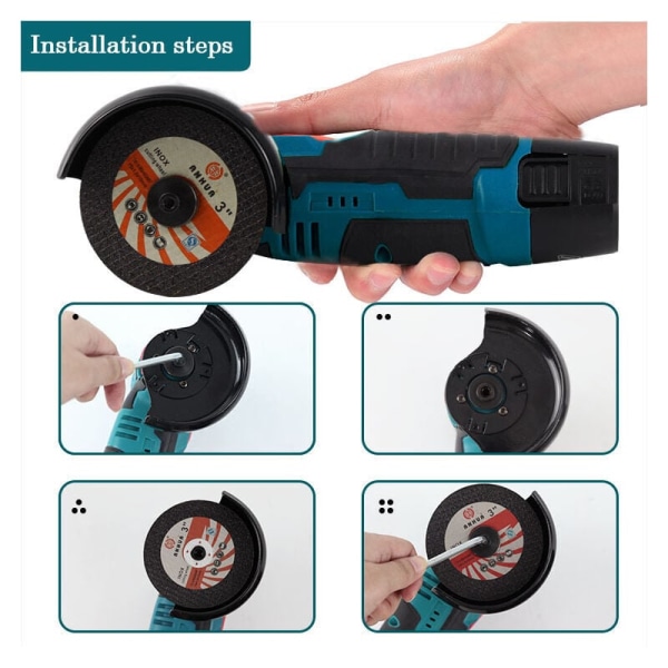 Mini trådløs vinkelsliper, 12V trådløs vinkelsliper for sliping og kutting, polering