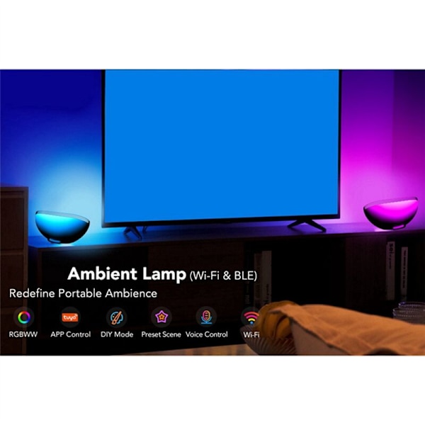 Bluetooth Smart Bordlampe Natlampe RGB Musikrytme Kompatibel med Hjemmebatteri Model