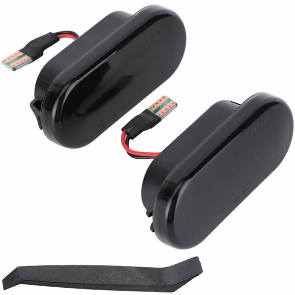 Qiilu ABS-sensor bak vänster säte Ibiza 6J 2 st LED-sidomarkörlampor Fender blinkerslampa bilmodifiering passar för Bora rökt U2y984