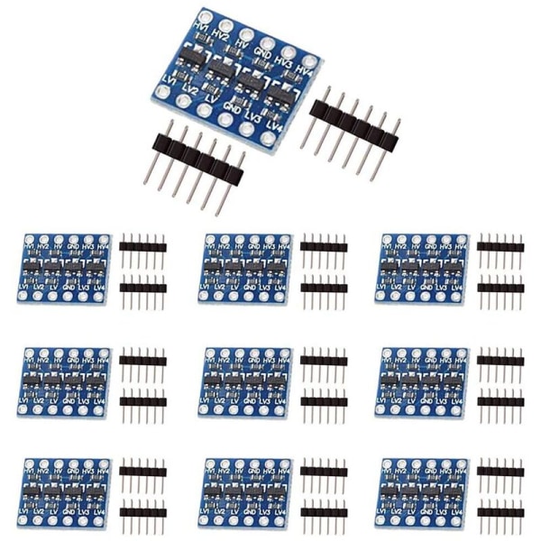 10 kpl sarjaa 4-kanavainen IIC I2C logiikkatason muuntajamoduuli Kaksisuuntainen 3.3V - 5V ohjain (10 kpl pakkaus)