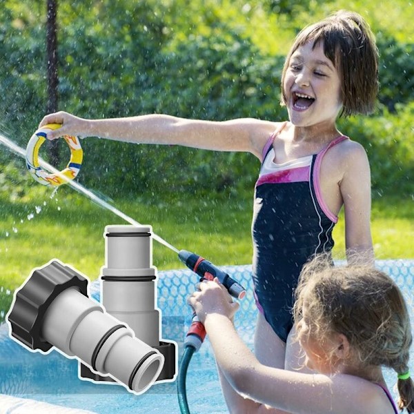 Pool Slangadapter för Pumpar med O-ring, 1,5-1,25-tums Slangadapter för Tråd Pumpar och Diverventiler, Pooltillbehör (2 st)