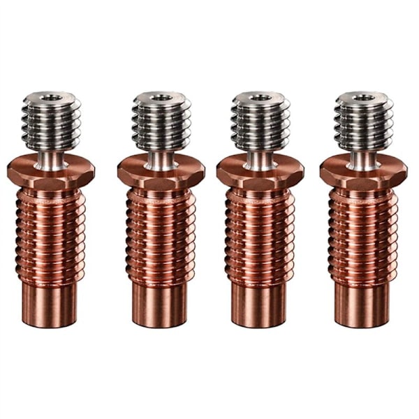 4X 3D Printer Dyses Bimetal All Metal V6-TCrazy Heat Break Titan og Kobber Hals til 1.75mm V6 Hotend Varmer