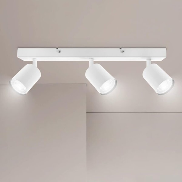 Loftlampe GU10, Loftlampe 3 Spots Hvid, Justerbar Loftlampe, Moderne Loftlampe, Indendørs LED Loftlampe til