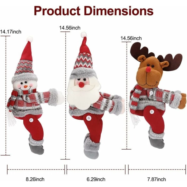 3 stk julegardinholdere i tegneseriestil med nisse, snømann og elg