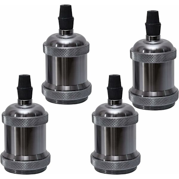 E27 Vintage Edison Lampeholder Sokkel, 4 × Taksokkel Lampebase Retro Hengelampeholder Pendellampe Adapter Lampetilbehør, Svart HIASDFLS