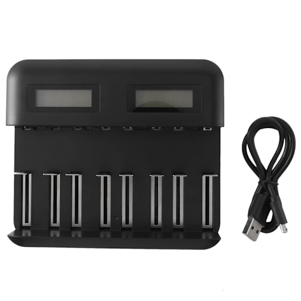 8-sporers LCD-skjerm USB Smart Batterilader for AA AAA SC C Størrelse D Oppladbare Batterier 1.2V Ni-Mh Ni-Cd Hurtiglader
