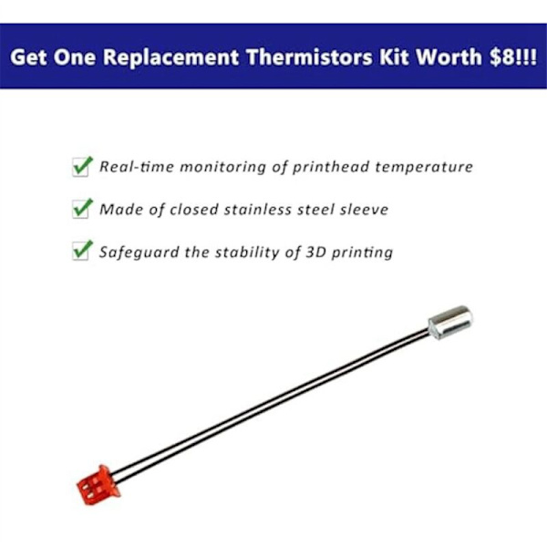 Extruderuppvärmningsblockssats med termistorer för 3D-skrivare S1/Ender3 S1 Pro/CR10 Smart Pro, Bimetallpläterad kopparnäsa