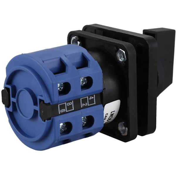 AC660V 25A 2-polig 3-positions plastmomentan vridomkopplare blå+svart