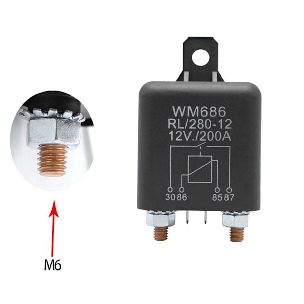 Batteri Isolator Relæ 12V 4 Pin WM686 Bil Start Relæ Til/Fra Afbryder Normalt Åben Relæ RL/280 200A